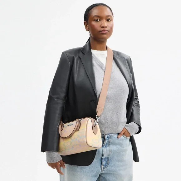 Rowan Satchel Bag In Rainbow Signature Canvas - Picture 3 of 8